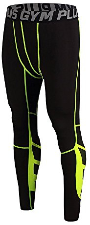 FELiCON GYM Mens Running Sports Cycle Pants Men Men's Compression Tights Wear Workout Clothes Quick Dry Breathable Comfortable Leggings Base Elite Fitness Trousers Thermal Wow (Black Green/L)