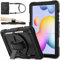 SEYMAC stock Coque pour Samsung Galaxy Tab S6 Lite 10.4'' 2024/2022/2020, Coque de Protection Robuste Galaxy Tab S6 Lite avec Protecteur D'écran Porte-Stylo [Dragonne Rotative à 360] & Support (Noir)