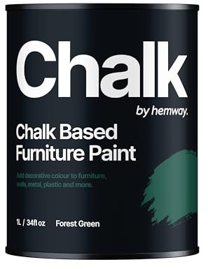 Hemway - Chalk Based Furniture Paint - Forest Green 1 L | Chalky Matt Shabby Chic Finish for Interior & Exterior Home Decor | Quick Dry & All-in-one