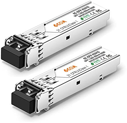 6COMGIGA 1,25G SFP Transceiver, 1000Base-SX Gigabit SFP Modul, 850nm LC Multi-Mode-Modul, kompatibel mit Cisco GLC-SX-MMD, Ubiquiti, Netgear, D-Link, Supermicro, Mikrotik, bis zu 550M [2 Pack]