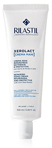 Rilastil Xerolact Reparierende Handcreme, Aufbauende, Nährende und Schützende Creme mit Sheabutter für Empfindliche, Sehr Trockene Haut, 100 ml