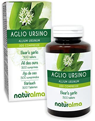 Aglio ursino o aglio orsino (Allium ursinum) foglie e bulbi Naturalma - 150 g - 300 compresse - Integratore alimentare - Naturale e Vegano