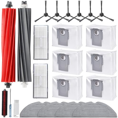 Zubehörset für Roborock S8 Pro Ultra, 6*Staubbeutel 2*Main Rollbürste 6*Seitenbürsten 2*Filter 4*Mopp Wischtücher 1*Hauptbürste, Ersatzteile Saugroboter Ersatzteile Saugroboter Zubehör…