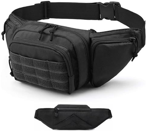 DZHPSRSZ Tactical Fanny Pack for Men,800D Oxford Fabric Fanny Pack for Men,Fanny Packs Man for Hiking Climbing,Fishing,Cycling,Hunting,Adjustable Conceal Carry Tactical Fanny Packs(Black)
