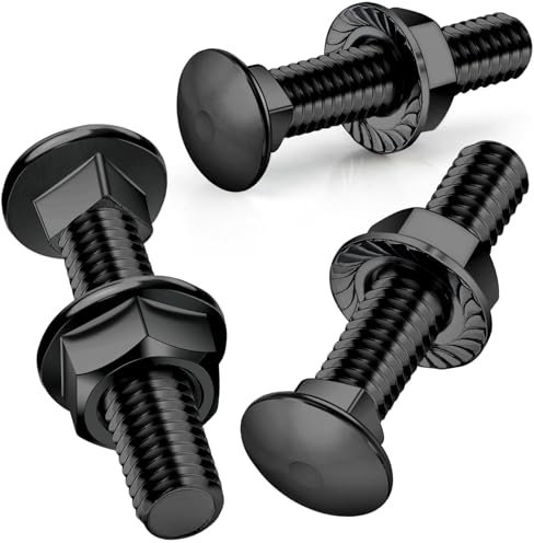 SWTYExt M6 Coach Bolts 25 Pcs Carriage Bolts M6x40mm Coach Bolt 304 Stainless Steel Black Oxide with Flange Hexagon Nuts DIN 6923 for Construction Industrial Machinery Home Decoration