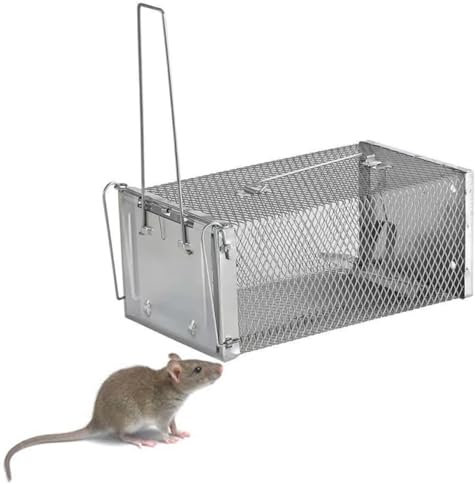 ALLBASA Piege a Rat Metal XXL,Cage Attrape Souris, Cages Capture Piege pour Rats,No Kill, Réutilisable,Attraper Les Rats et Autres Rongeurs pour Usage Intérieure/Extérieure (Lot de 1pcs)