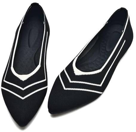 CALEBGAR Zapatos de Bailarinas de Encaje para Mujer, cómodos, con Malla Transpirable y Suela Flexible, Elegantes Planos, para Oficina