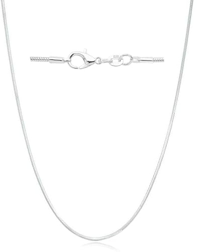 Mieoyue Sterling Silver Chain Necklace for Women Multiple Lengths 16-24 Inches S925 Fine Jewellery (Round Snake 2mm, 22Inch)