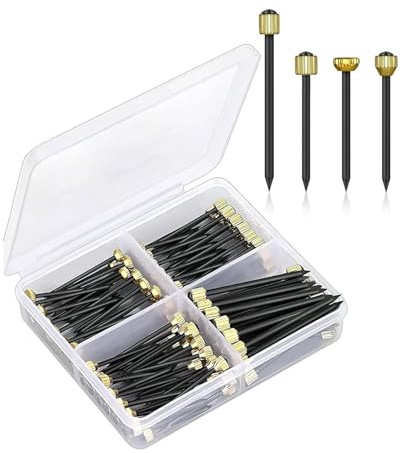 FUGLUS 100pcs Chiodi da Appendere con Testa in Ottone, Quattro Diverse Specifiche per la verniciatura, Chiodi Quadri Muro Pesanti per Quadri Cornici Specchio Cartongesso Legno di Cemento