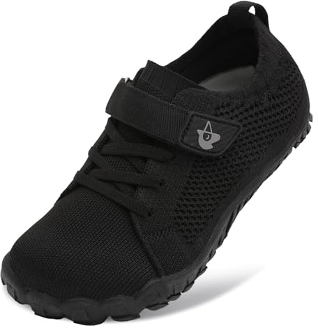 LeIsfIt Kids Girls Boys Shoes Wide Barefoot Shoes Kids Anti-Slip Sneakers Lightweight Hiking Sneakers for Toddler Little Big Kid Black 4 Big Kid