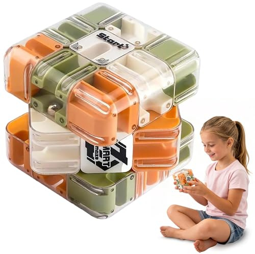 3D Gravity Marble Maze Cube - Magnetic Magic Ball Puzzle Game for Kids & Adults, Stress Relief Fidget Toy for Focus, Anxiety Relief, and Creative Thinking(orange)