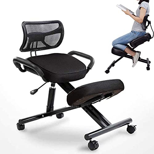 Silla ergonómica de rodillas con soporte para la espalda, taburete ajustable para mejorar la postura en el hogar y la oficina