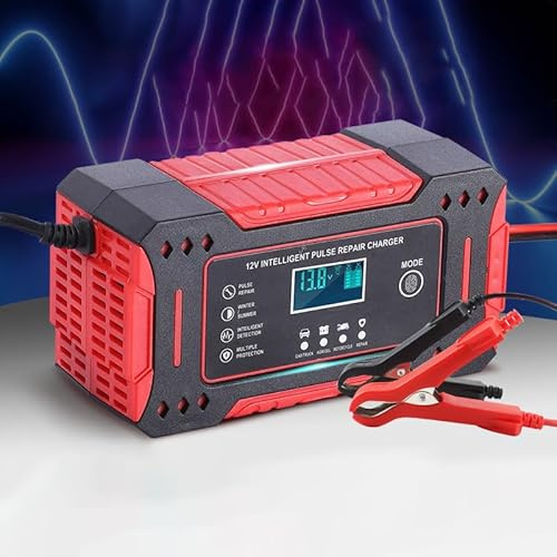 BIRNN Caricabatterie Moto per Voge 500 R 500DS 500R, Carica e Mantenimento Automatici, Caricatore Intelligente Automatico per Moto, Scooter, Quad, Tagliaerba e Batterie Auto,A Red