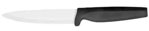 Kuppels Kochmesser, 15 cm Klingenlänge, weiße Klinge aus Keramik, extrem scharf, ergonomischer Griff schwarz, Chefmesser mit integriertem Fingerschutz