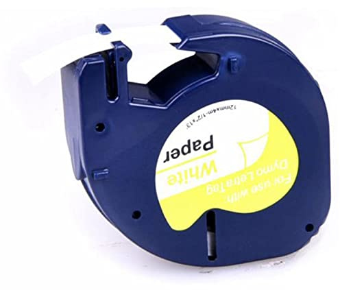 G&G Schriftband kompatibel für Dymo 91221, SO721660 12mm x 4m, Schwarz auf Weiß kompatibel für Dymo Letratag XR LT-100H/LT-100H Etikettendrucker