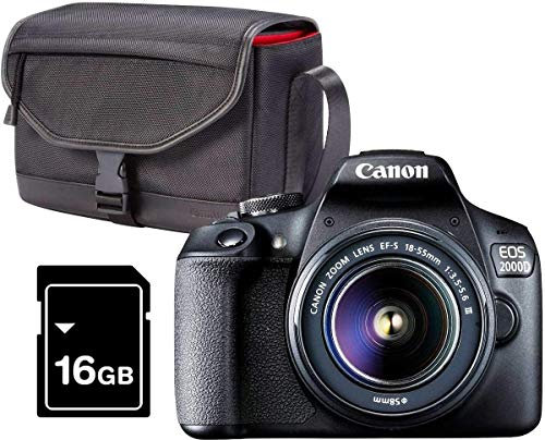 Canon EOS 2000D 18-55 DC + SB130 + 16GB Kit d'appareil-Photo SLR 24,1 MP CMOS 6000 x 4000 Pixels Noir