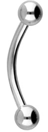 PIERCINGLINE - Barra curva in acciaio chirurgico con 2 sfere, per piercing al sopracciglio, zona intima, seno, orecchio e altro ancora, dimensioni e colori a scelta, 4 mm