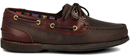 PAYMA - Náutico Mocasín Deportivo Casual en Piel para Hombre. Tallas Grandes 46 47 48. Piel Engrasada. Piso de Goma. con o sin Cordones. Color: Marrón Engrasado; Talla EU 41
