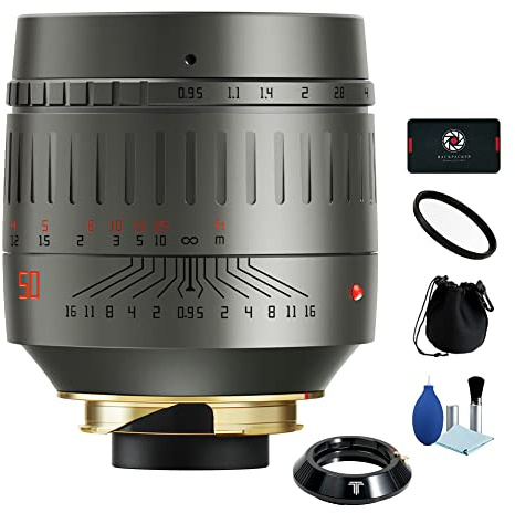 TTArtisan 50mm F0.95 ASPH gran apertura Full Frame lente de enfoque manual para Leica M Mount Cámara Rojo con Leica L adaptador de lente