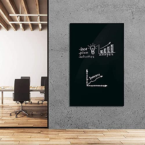 Floordirekt Präsentationsboard - Whiteboard - Magnettafel - Magnetboard lackiert oder Glas - magnetisch & beschreibbar - Schreibtafel Magnetwand Wandtafel (Glasboard Schwarz, 80 x 110 cm)