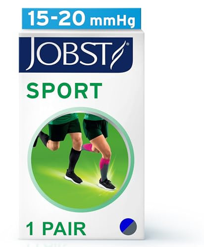 JOBST Unisex Sport Knee High 15-20 mmhg Athletic Compression Socks, Medium, Blue/Grey