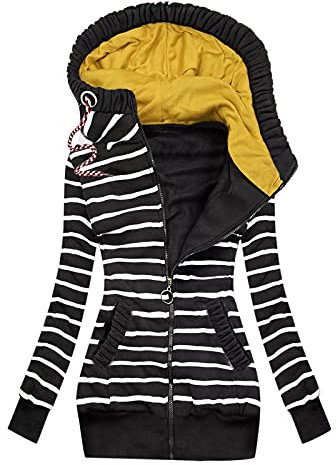 XTBFOOJ Damen Sweatjacke Vicky Zip Hoodie Pulli Oberteile Damen Kapuzenpullover Pullover mit Kapuze und Kordel Female Jacke Lederlook Damen Langarm Dünne Casual Strickmantel Leicht Strickjacke
