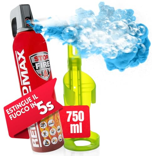 notlok Safety Work - 750g Feuerlöschspray fluorfrei + Wandhalterung | Hautfreundlicher Mini-Feuerlöscher-Schaum für Brände A F & E bis 1000 V | Klein Feuerlöscher für Zuhause & Auto