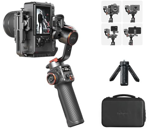 hohem iSteady MT2 Gimbal Stabilizer for Camera, 4 in 1 a 3 assi, per fotocamere senza specchio/compatto/camera mobile/smartphone, display a diodo organico, compatibile con Canon/Sony/Nikon/iPhone