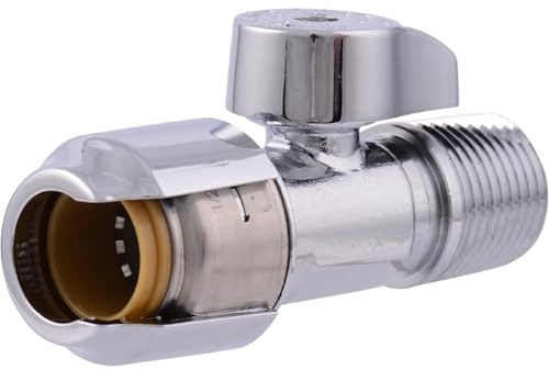 SharkBite Max 1/2 x 1/2 Inch MIP Straight Stop Valve, Quarter Turn, Push to Connect Brass Plumbing Fitting, PEX Pipe, Copper, CPVC, PE-RT, HDPE, UR24947