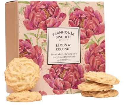 Farmhouse® | Biscotti Inglesi Limone e Cocco in Cofanetto Regalo | Biscotti Inglesi - 250 Gr | Scatola Biscotti Limone e Noce Cocco