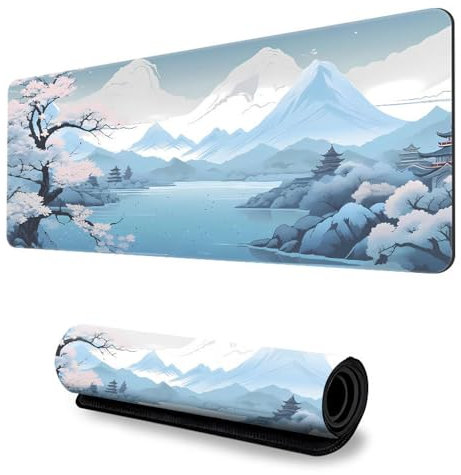 FANSU Tappetino Mouse XXL/XL/L, Gaming con Base Gomma Antiscivolo e Bordi Cuciti, per Ufficio e Casa (Azzurro Cielo, 900x400mm)