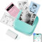 Memoking Thermodrucker Mini - Mini Drucker für Smartphone, Fotodrucker M02L Bluetooth Minidrucker mit 1 Aufkleberpapier Rollen, Mini Thermodrucker Aufkleber Drucker für Fotos, Geschenke,Studiennotizen