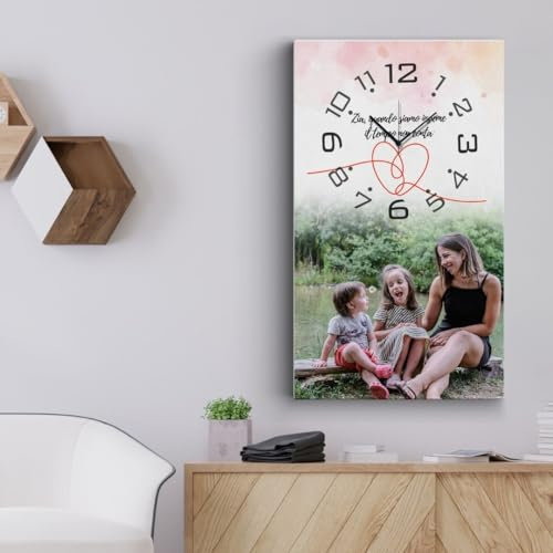 dodda - Quadro Personalizzato con Foto, Testo e Orologio con stampa in HD - Stampa Foto su Tela Personalizzata Idea Regalo Zia