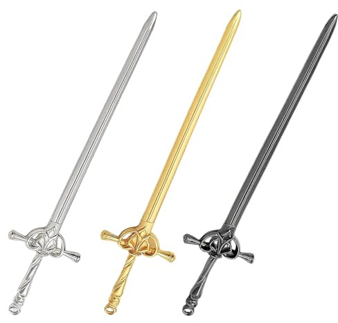 3-Piece Letteropener, Set in Silver, Gold, and Black, Paper Knife Letteropener for Office, Home, and School, Envelope Slitter for Mail and Packages