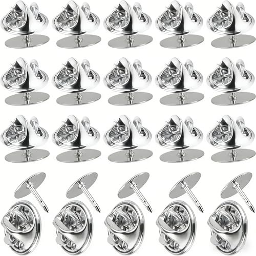 YSTrillion Frizione per Pin Farfalla,50 Pairs Chiusure a Farfalla con Vuoto,Butterfly Clutch Tie Tacks per Artigianato e Gioielli Making (Argento)