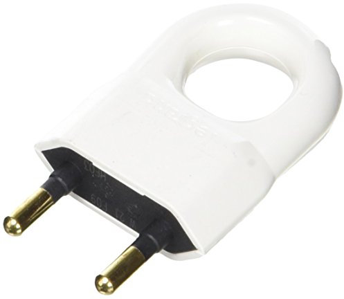 Legrand - Fiche plate mâle sans terre plastique - avec anneau extraction - blanc