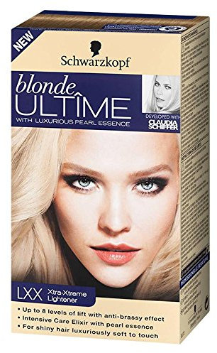 Schwarzkopf blonde Ultîme mit Luxuriöser Perlen-Essenz Extra Intensiv-Aufheller Nr. LXX Extra-Intensiv-Aufheller für eine Aufhellung um bis zu 8 Nuancen mit Anti-Gelbstich-Effekt. Für strahlendes schönes Haar mit intensiv-Pflege-Elixier. Aufheller für die Haare