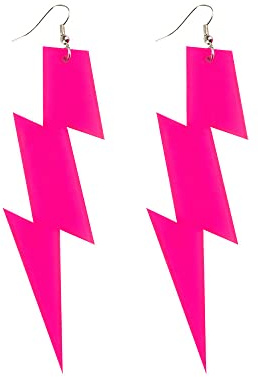 Boland 64469 - Ohrringe Flash, 1 Paar, Größe 16 x 9 x 2 cm, pink, Ohrhänger, Modeschmuck, Kostüm, Karneval, Mottoparty