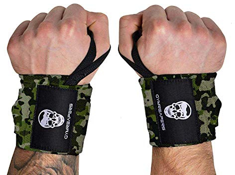 Gymreapers Muñequeras para levantamiento de pesas (grado de competencia) Soporte de muñeca de calidad profesional de 18con bucle para pulgar resistente- La mejor envoltura para levantamiento de pesas