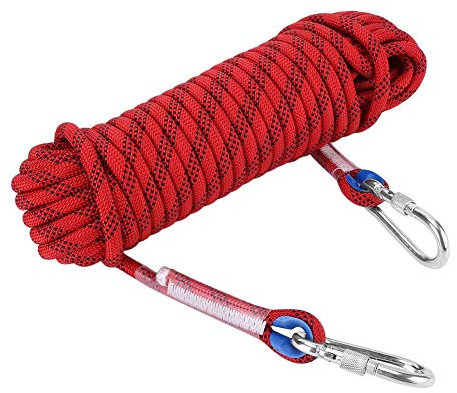 Outdoor Kletterseil, 12 mm Schwerlast Kletter-Sicherheitsseil Paracord Fallschirmschnur Lanyard mit Karabiner Kletterseil Outdoor Kletterschutzausrüstung(20m) Notfallschutz