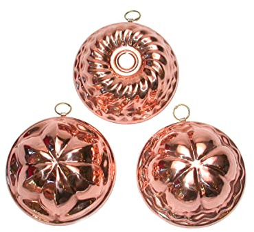 CREARTISTIC Oggetti per la casa in rame stagnato decorativi da appendere - set da 3, 11x11 cm, Forme Geometriche, Stampi per cioccolata, Budino ed altri dolci, Made in Italy