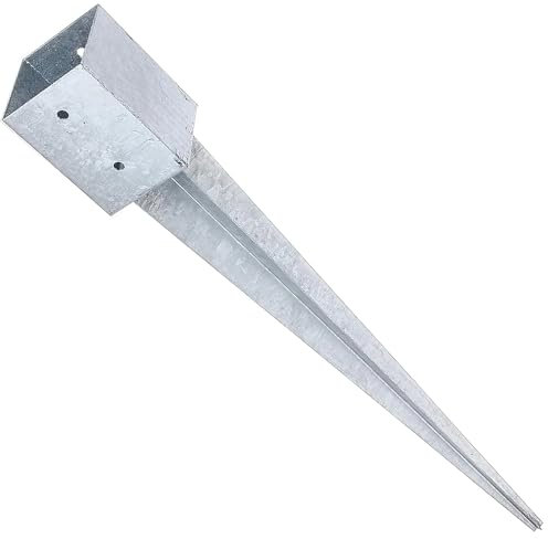Fence Post Support Spike Holder Metal Drive in Stakes Rust Resistant Bracket Pack of: 1 46mm x 46mm / 550mm (1.8 x 1.8)