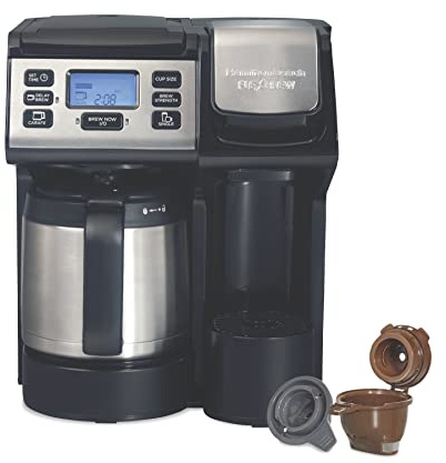 Hamilton Beach FlexBrew Trio 2-Way Coffee Maker, Compatible with K-Cup Pods or Grounds, Combo, Single Serve & Full 12c Thermal Pot, Black and Stainless – Fast Brewing
