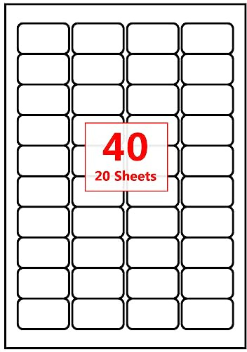 PACK4YA 40 Labels per A4 Sheet, 45.7 x 25.4 mm White Self Adhesive Printable Sticker Sticky Address Shipping Mailing Labels, Compatible with Inkjet and Laser Printers (20 Sheets)