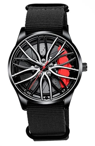ROSSOM Hommes Montre Hommes Sport Montres mâle évider Conception Montre Nylon Militaire analogique Quartz Montre pour BMW Roue étrier Hommes Montres