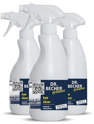 DR.BECHER @home Fett Löser - Hochwirksamer Öl- und Fettlöser für alle wasser- und alkalibeständigen Oberflächen und Geräte - Ideal für Dunstabzugshauben, Pfannen und Arbeitsflächen 3x 500ml
