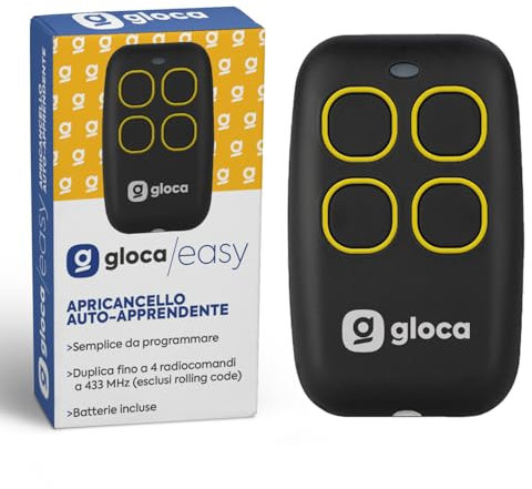 gloca Telecomando Apricancello Easy Garage Auto-Apprendente 4 Canali Frequenza 433.92 Mhz NO ROLLING CODE (no codice variabile)