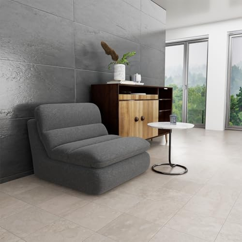 AnYu Furniture Puf Sofá de Suelo, Silla de Suelo con Respaldo, Sofá Perezoso de Compresión de Una Pieza Relleno de Espuma, Cómodo Sofá de Suelo para Salón Dormitorio (Gris)