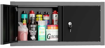 Metal Cabinet with 2 Doors Wall Mounted Lockable Tool Garage Storage Cabinet
