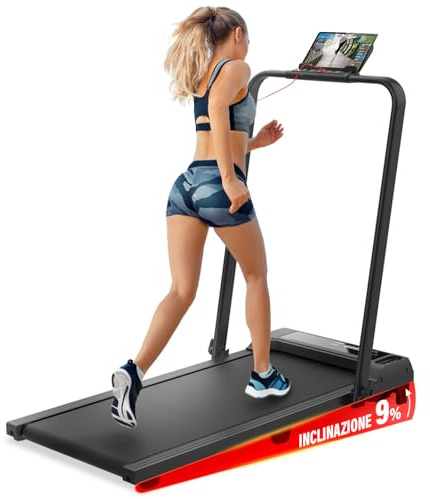 Your Move Cinta de Correr eléctrica Plegable 12 km/h, Marca Italiana, Inclinación, Ahorro de Espacio, Cinta de Correr Maxi, Bastidor Reforzado, Soporte para Tablet, Asistencia y GARANTÍA Italia